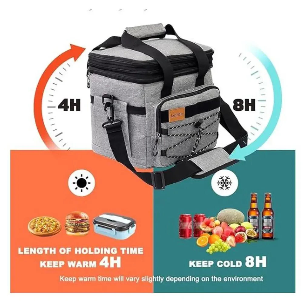 2-Tier Reusable Insulated Lunch Box with Strap, Leakproof